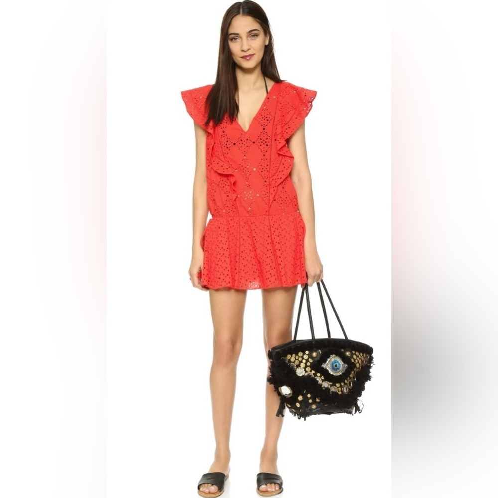 PARKER BEACH Antigua Sleeveless Eyelet 100% Cotton Cover-Up Dress Sz M - Picture 4 of 11